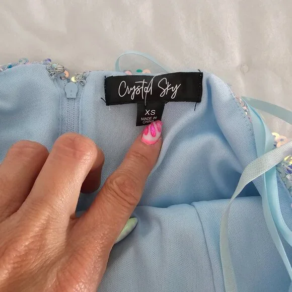 Iridescent ice blue dress Crystal Sky - Picture 4 of 5